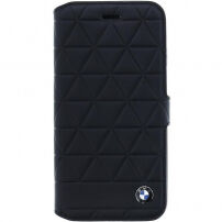 Husă din piele BMW Hexagon Book, pentru iPhone SE (2020/2022) / 8 / 7 - negru
