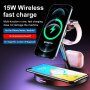 Stand de încărcare magnetic 3în1 cu lumină de noapte pentru iPhone / Apple Watch / Airpods - alb