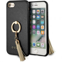 Husă Guess Saffiano Ring, pentru iPhone X - negru