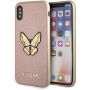 Carcasă Guess Saffiano Butterfly, pentru iPhone X - roz-auriu