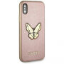 Carcasă Guess Saffiano Butterfly, pentru iPhone X - roz-auriu