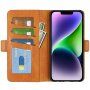Carcasă flip din piele PU pentru iPhone 15 - culoare de şa maro