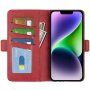 Carcasă flip din piele PU pentru iPhone 15 - roșu