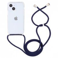 Husă transparentă cu șnur pentru iPhone 15 Plus - albastru închis