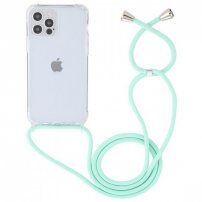 Husă transparentă cu șnur pentru iPhone 15 Pro - turcoaz