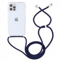 Husă transparentă cu șnur pentru iPhone 15 Pro - albastru închis