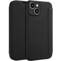 Carcasă tip portofel din silicon și piele PU pentru iPhone 15 - negru