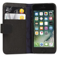 Husă Decoded Leather Wallet, pentru Apple iPhone SE (2016) / 5S - negru