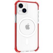 Husă transparentă cu ramă colorată și MagSafe pentru iPhone 15 - roșu