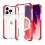 Husă transparentă cu ramă colorată și MagSafe pentru iPhone 15 Pro - roșu