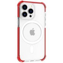 Husă transparentă cu ramă colorată și MagSafe pentru iPhone 15 Pro - roșu
