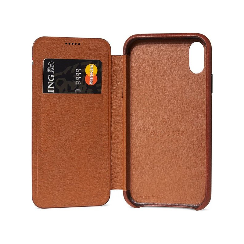 Husă Decoded Leather Slim Wallet, Apple iPhone XS Max maro AppleKing.ro