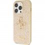 Guess Fixed Glitter 4G Metal Logo husă strălucitoare pentru iPhone 15 Pro Max - auriu