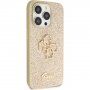 Guess Fixed Glitter 4G Metal Logo husă strălucitoare pentru iPhone 15 Pro Max - auriu