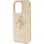 Guess Fixed Glitter 4G Metal Logo husă strălucitoare pentru iPhone 15 Pro Max - auriu