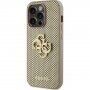 Guess Perforated 4G Glitter Metal Logo husă pentru iPhone 14 Pro Max - auriu