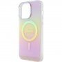 Guess IML Iridescent Script husă cu MagSafe pentru iPhone 15 Pro Max - curcubeu