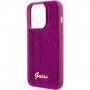 Guess Sequin Script Logo husă cu paiete pentru iPhone 15 Pro - fucsia