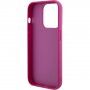 Guess Sequin Script Logo husă cu paiete pentru iPhone 15 Pro - fucsia