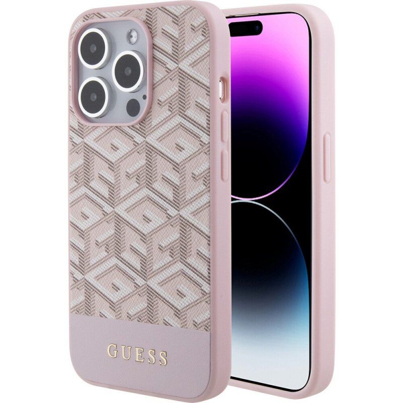 Pheon Roz Guess G Cube husă cu MagSafe pentru iPhone 15 Pro - roz - Appleking.ro
