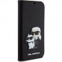 Karl Lagerfeld Saffiano Karl and Choupette NFT carcasă flip pentru iPhone 15 - negru