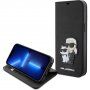 Karl Lagerfeld Saffiano Karl and Choupette NFT carcasă flip pentru iPhone 15 Plus - negru