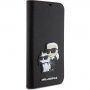 Karl Lagerfeld Saffiano Karl and Choupette NFT carcasă flip pentru iPhone 15 Plus - negru