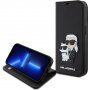 Karl Lagerfeld Saffiano Karl and Choupette NFT carcasă flip pentru iPhone 15 Pro - negru