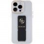 Guess Grip Stand 4G Metal Logo husă transparentă cu suport pentru iPhone 15 Pro Max - transparent