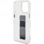 Guess Grip Stand 4G Metal Logo husă transparentă cu suport pentru iPhone 15 Pro Max - transparent