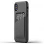 Husă Mujjo Full Leather Wallet, pentru Apple iPhone X - gri