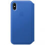 Husă originală Apple Folio, din piele, pentru iPhone X - albastru-electro
