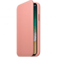 Husă originală Apple Folio, din piele, pentru iPhone X - roz pal