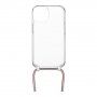 FIXED Pure Neck husă transparentă cu șnur pentru iPhone 15 Pro Max - roz