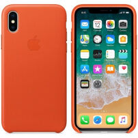 Husă originală Apple, din piele, pentru iPhone X - portocaliu clar
