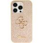 Guess Fixed Glitter 4G Metal Logo husă strălucitoare pentru iPhone 15 Pro Max - auriu
