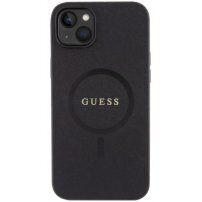 Guess Saffiano husă cu MagSafe pentru iPhone 15 Plus - negru
