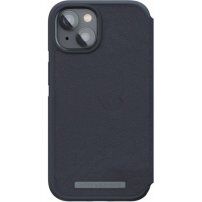 NJORD Leather carcasă flip cu MagSafe pentru iPhone 14 - gri închis,