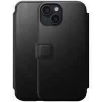Nomad Modern Leather Folio carcasă flip cu MagSafe pentru iPhone 15 - negru
