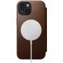 Nomad Modern Leather Folio carcasă flip cu MagSafe pentru iPhone 15 - maro