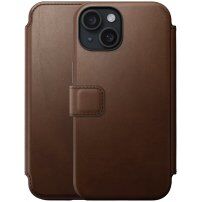 Nomad Modern Leather Folio carcasă flip cu MagSafe pentru iPhone 15 - maro