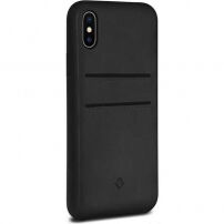 Husă Twelve South Relaxed Leather Clip, din piele, pentru iPhone X - negru