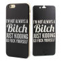 Husă din cauciuc, cu deschidere flip, pentru iPhone 6 / 6S – neagră, cu inscripţie "bitch"