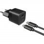 Mini încărcător FIXED 20W USB-C cu cablu USB-C / Lightning - PD - MFi pentru iPhone / iPad - 1 m - neagră