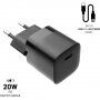 Mini încărcător FIXED 20W USB-C cu cablu USB-C / Lightning - PD - MFi pentru iPhone / iPad - 1 m - neagră
