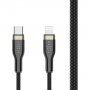 Cablu împletit pentru încărcare ?i transfer de date FIXED PD 60W USB-C / Lightning - MFi pentru iPhone / iPad / iPod / AirPods - 1,2 m - negru