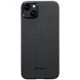 Pitaka MagEZ 4 600D husă cu model din fibră de carbon pentru iPhone 15 Plus - gri