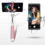 Stick selfie JOYROOM, cu declanşator cu fir, pentru iPhone - roz