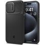 Spigen Optik Armor MagFit husă durabilă cu capac glisant pentru cameră foto și MagSafe pentru iPhone 15 Pro Max - negru