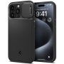 Spigen Optik Armor MagFit husă durabilă cu capac glisant pentru cameră foto și MagSafe pentru iPhone 15 Pro Max - negru